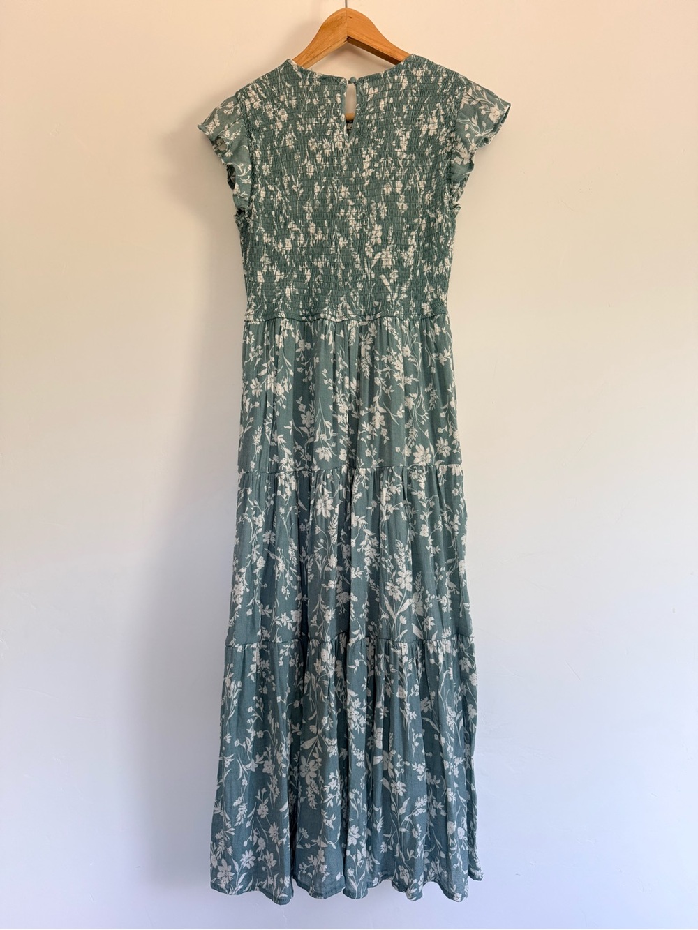 Sweet Wanderer Floral Smocked Midi Dress | Sage Green Ditsy Floral | Size Small - Picture 3 of 5